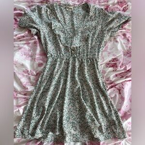 Show Me Your MuMu Pink and Green Floral V Neck Dress